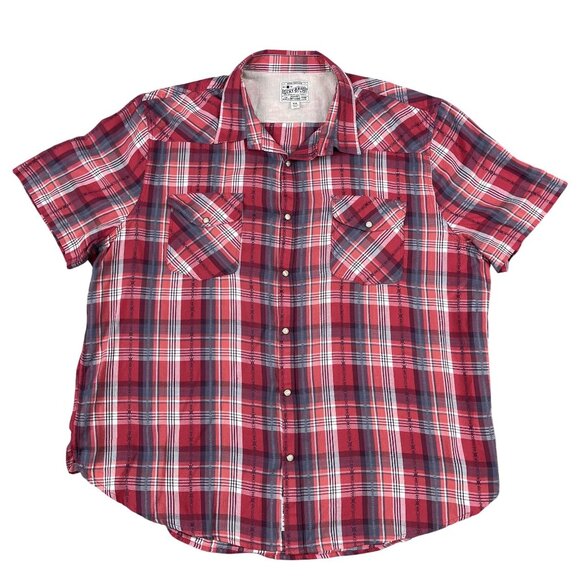 Lucky Brand Dry Goods Pearl Snap Button Red Western Wear Shirt Sz XXL - Picture 1 of 6
